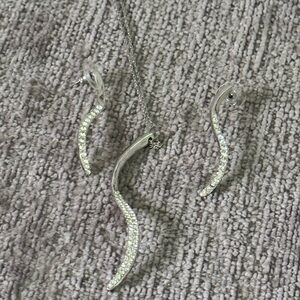 Nadri Silver Necklace and Earring Set with Crystals